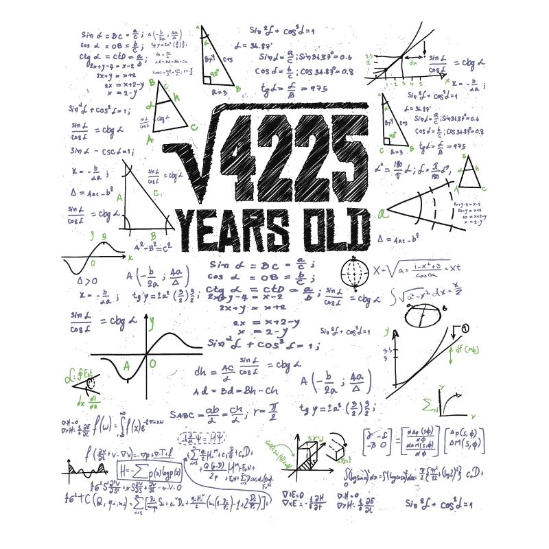 Square Root of 4225 Math Nerd 65th Birthday