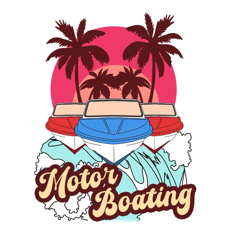 Motor Boating - Boot Motorboot Sommer Strand Retro