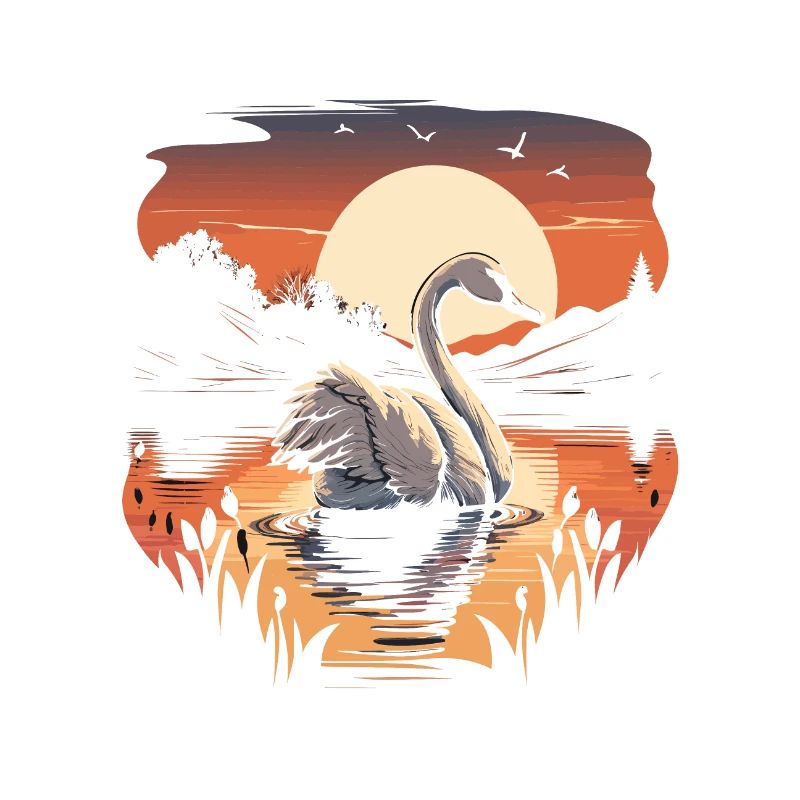 Tranquil Beauty: A Captivating Swan on a Serene La
