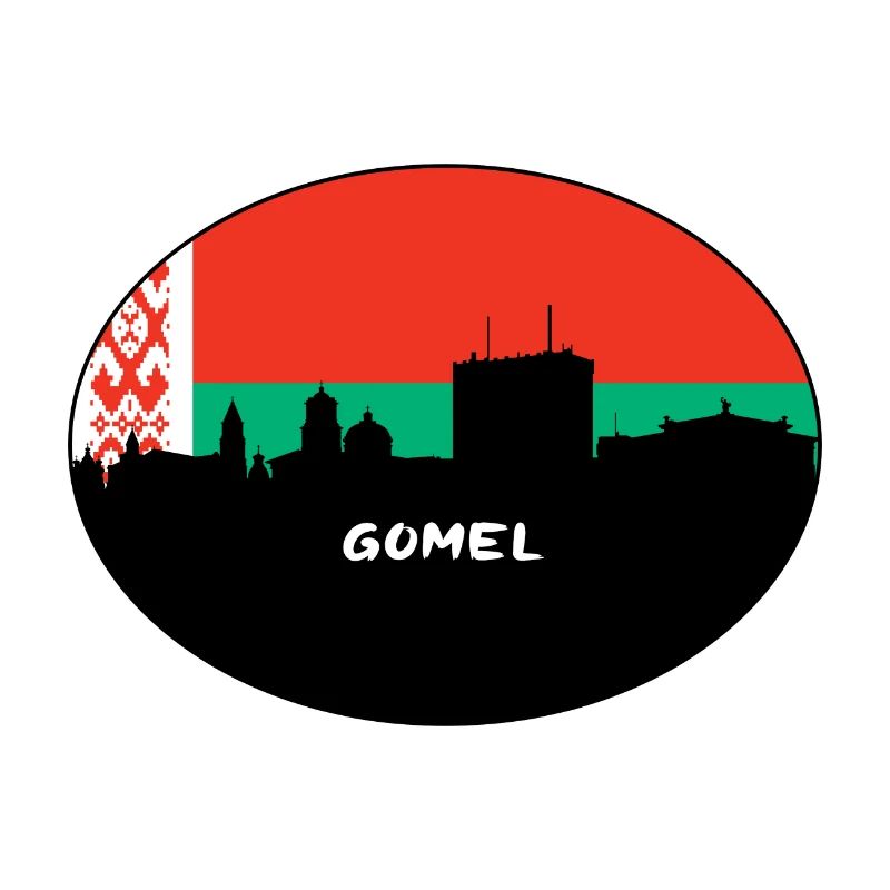 Gomel Biélorussie Drapeau Skyline Voyage Silhouette