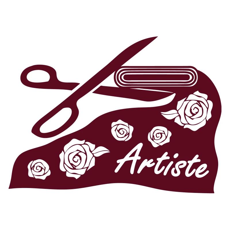 With fabric and scissors for art project