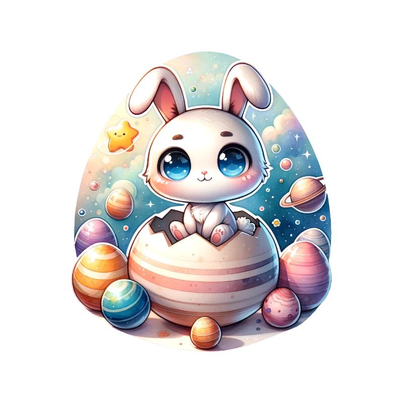 Space Bunny on Cracked Easter Egg Planet