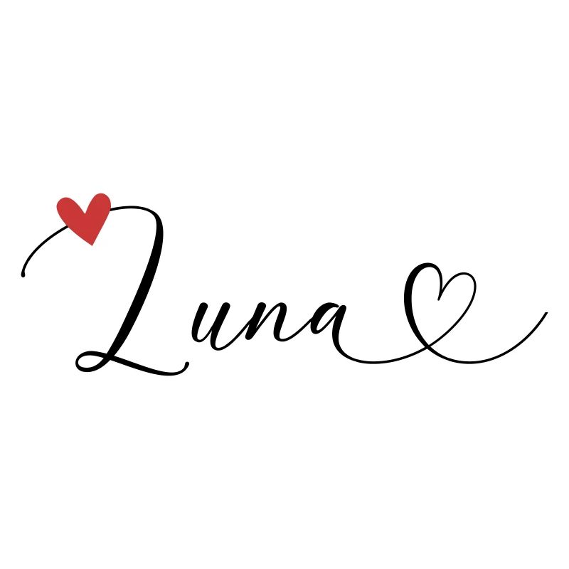 Luna Name First Name Calligraphy Heart