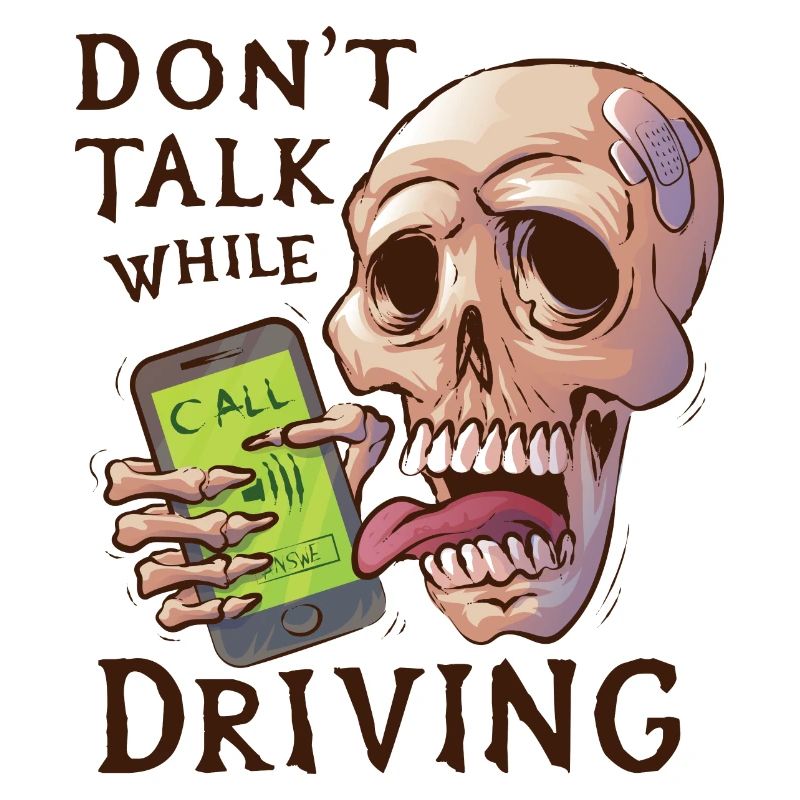 Skull with ringing mobile phone
