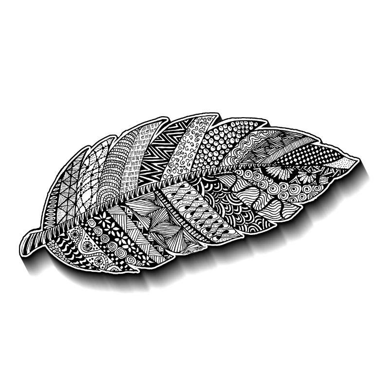 Zentangle feather self-drawn as light as a feather