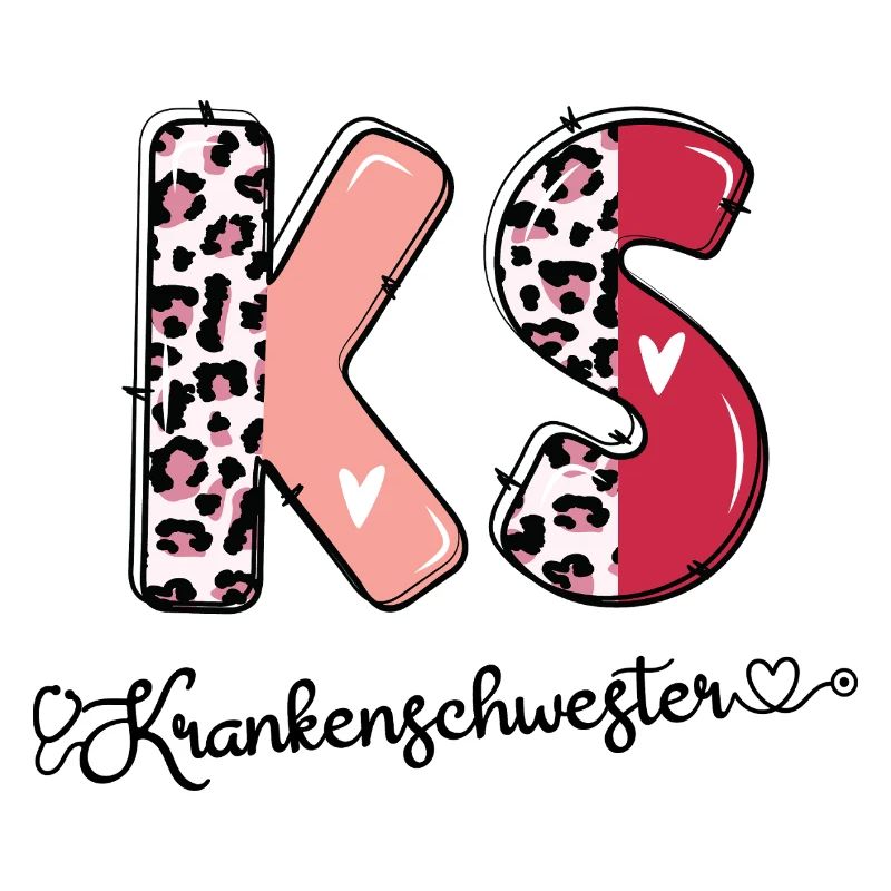 Krankenschwester KS Leopard Print Monogramm
