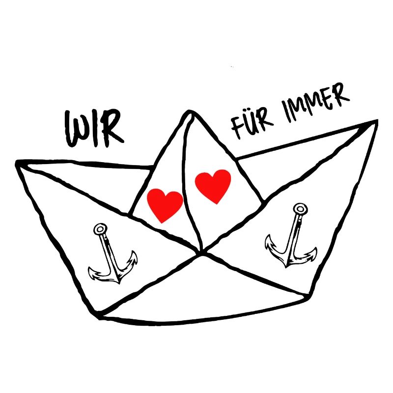 Papierschiff - Schiff - Boot Liebe Anker Wir ...