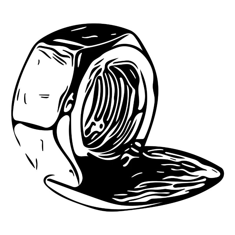 Screw nut vertically melted