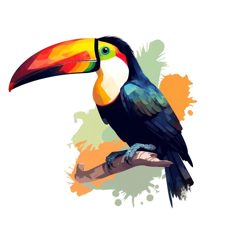Toucan vert orange éclaboussure de couleur