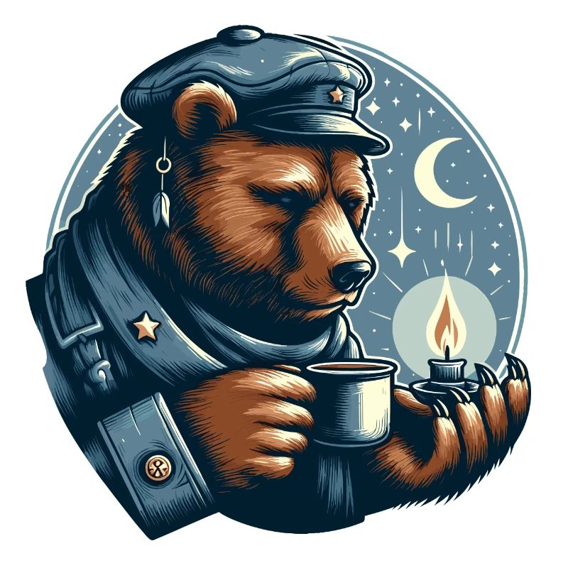 BEAR TEALIGHT MOONLIGHT MARITIME COFFEE TEA NORTH