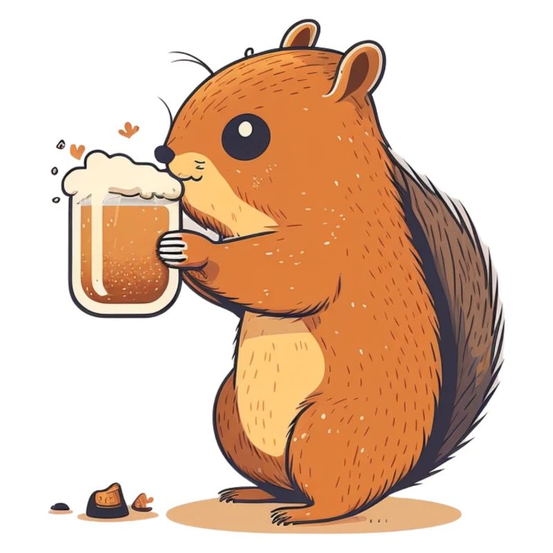 Süßes Eichhörnchen mit Bier