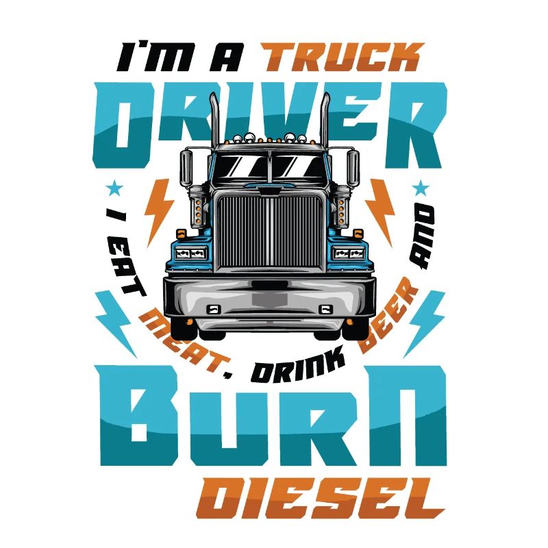 Truck driver eats meat and drinks beer