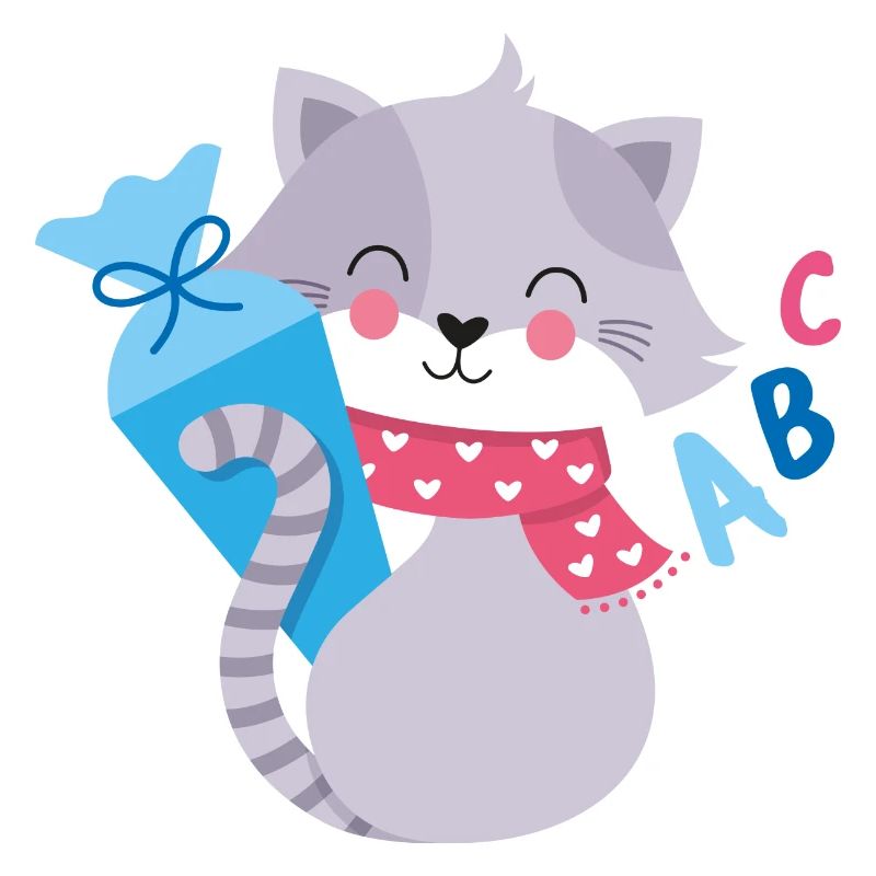 Chat avec cône d’école inscription à l’école