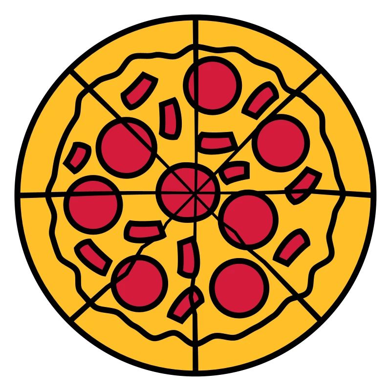 aufgeschnitten teile stücke pizza rund groß comic