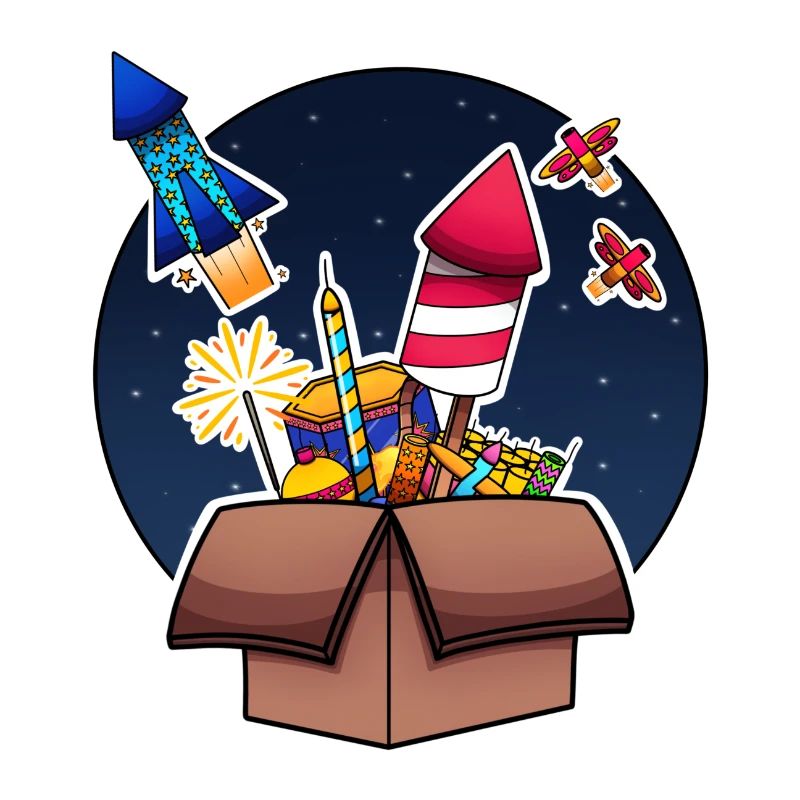 Colorful Fireworks In Box Exploding
