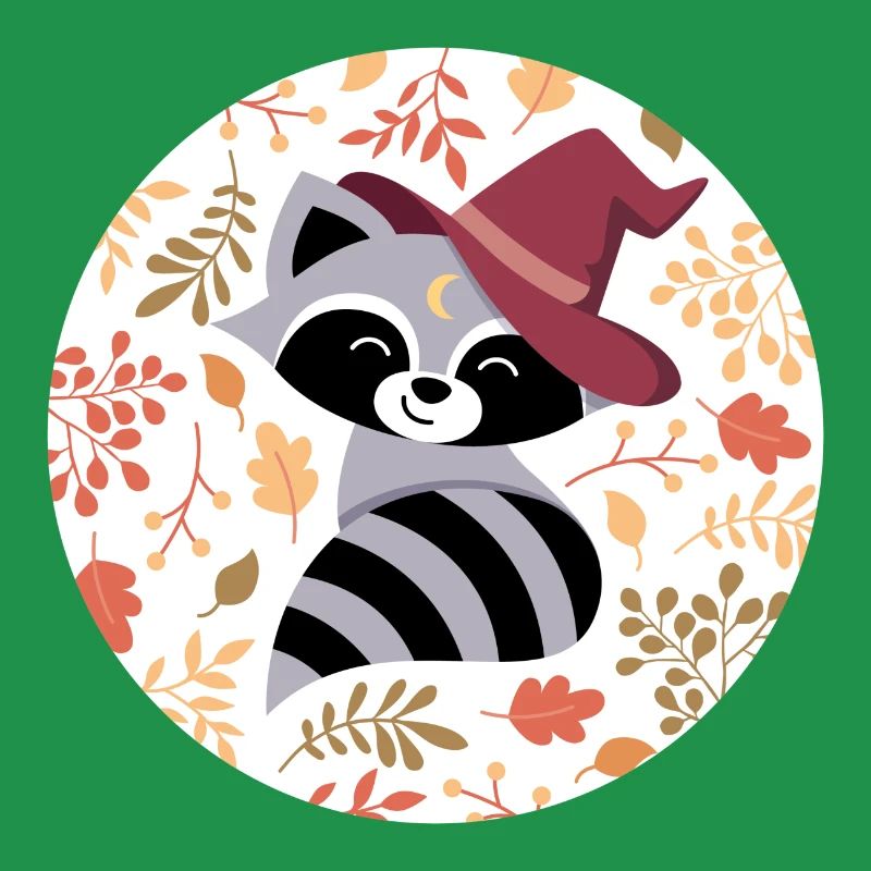Raccoon with autumn pattern