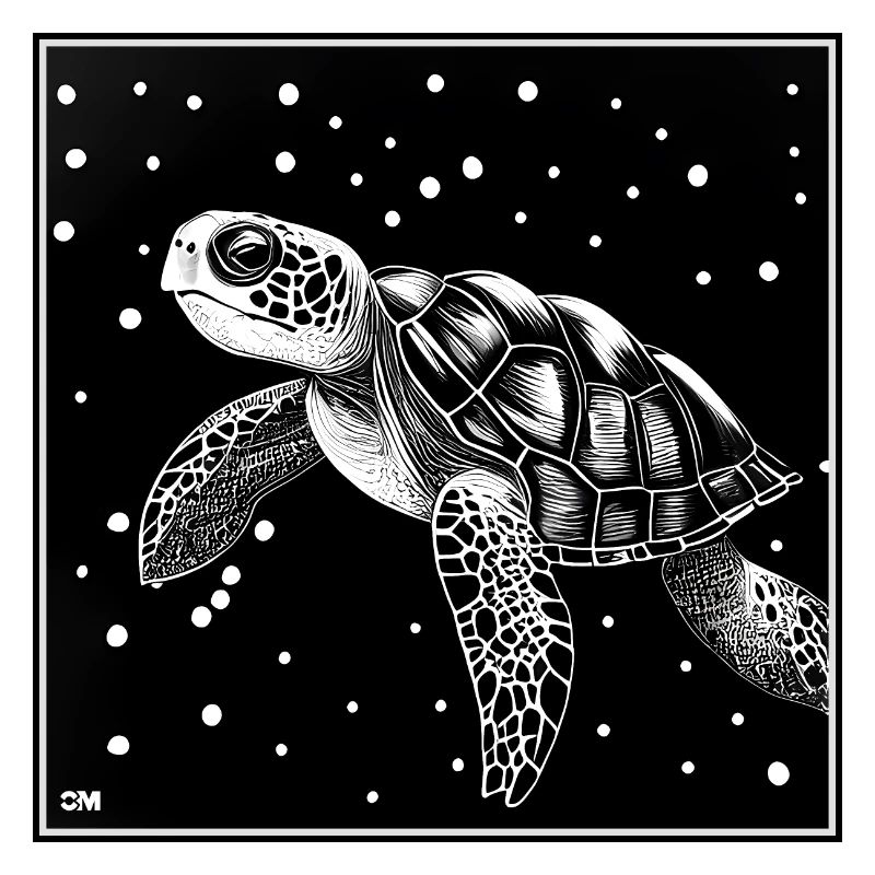 Cosmic turtle with frame in black and white