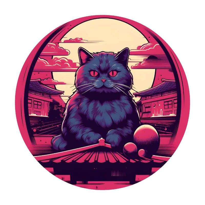 Synthwave japan Cat
