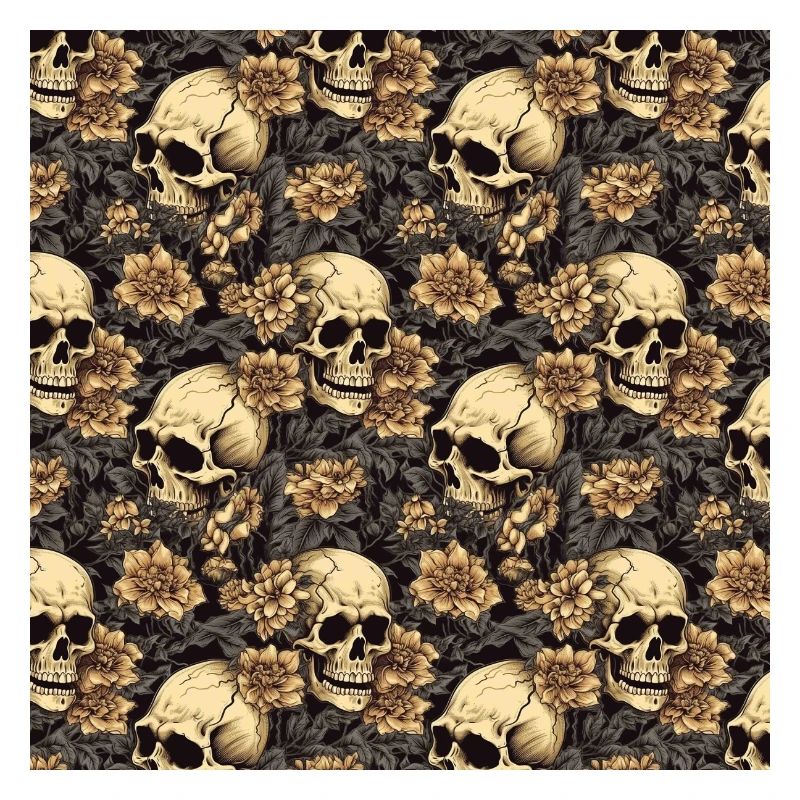 Skulls Seamless Pattern Gothic Dark Halloween