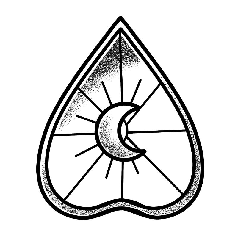Witchcore Ouija board pointer with crescent moon