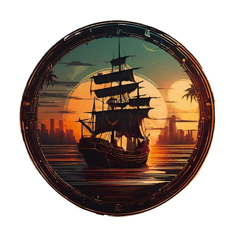 Beau bateau pirate dans de belles couleurs