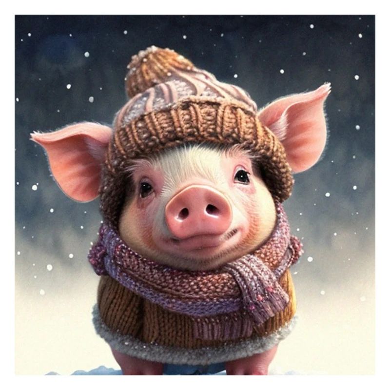 cute dressed up Winter Piglet