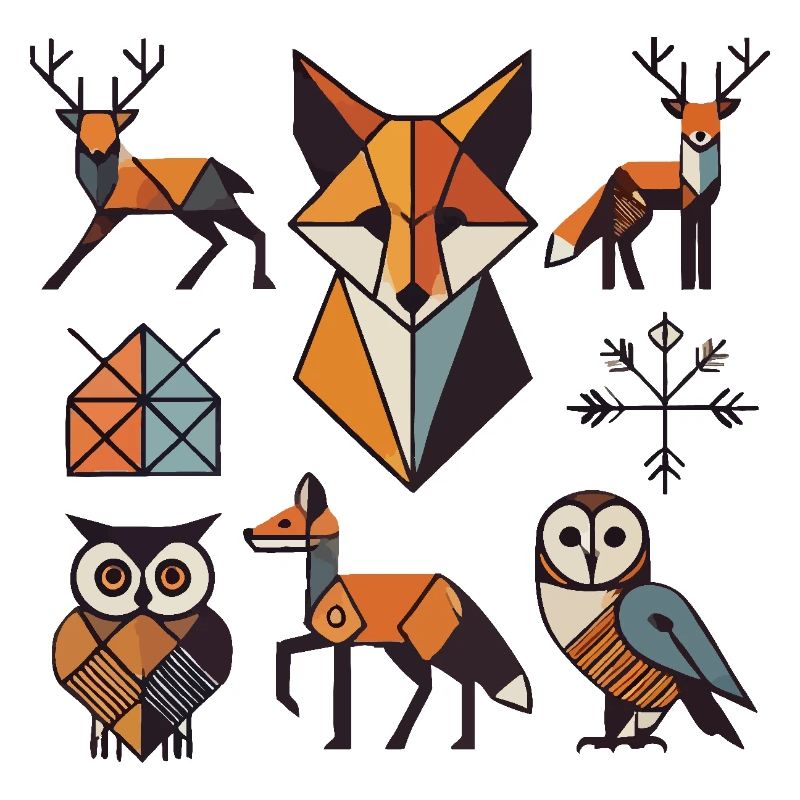 Geometric forest animals