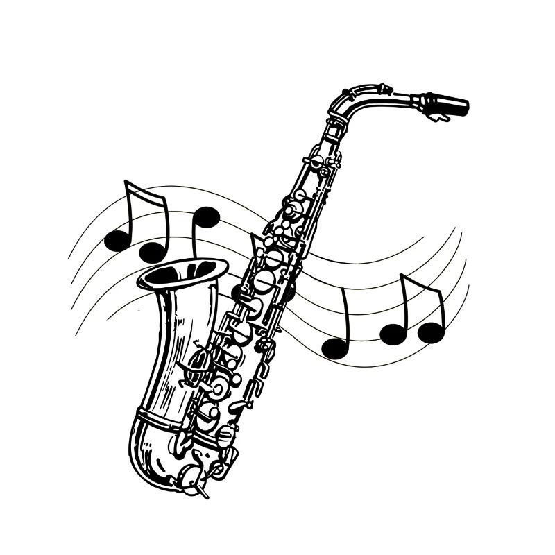 Saxophone music drawing score black notes