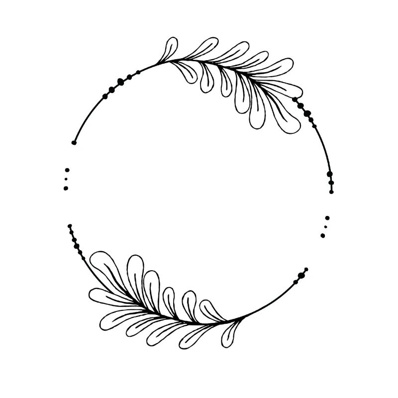 Schwarzer Kreis Rahmen mit Blättern