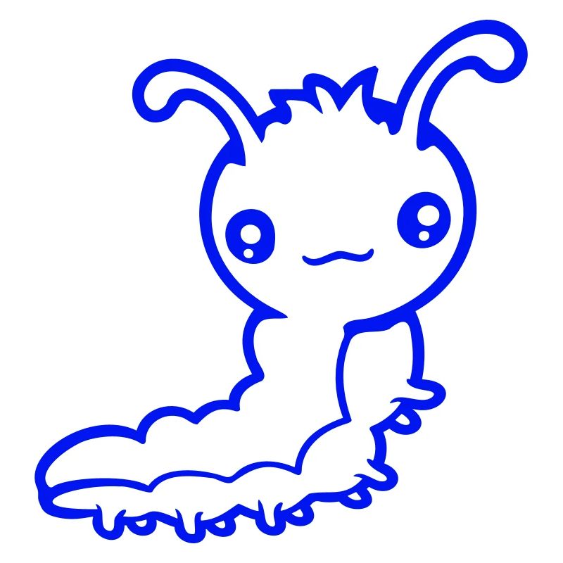 Cute caterpillar small friendly larva worm happy