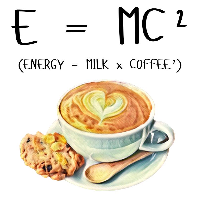 E MC² Kaffee Milch Energie Geschenk lustig