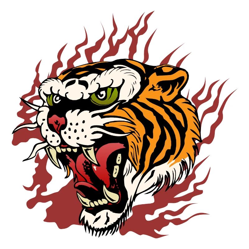 tiger fire flame tattoo tattoo flame roar dessi