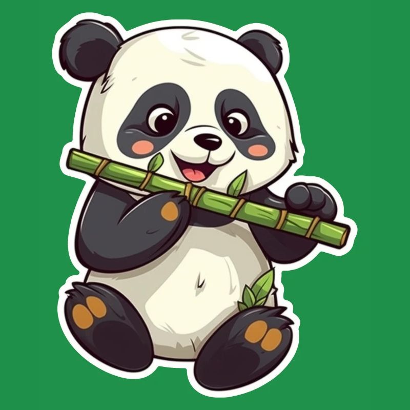 Panda mignon mangeant du bambou