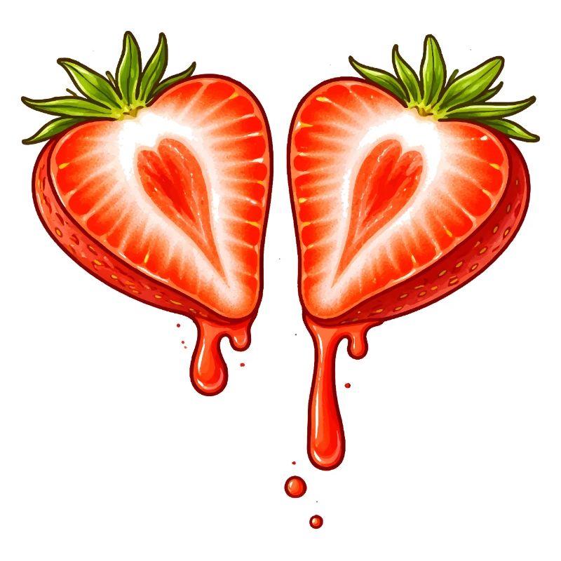 Geteilte Erdbeere mit Herzform 