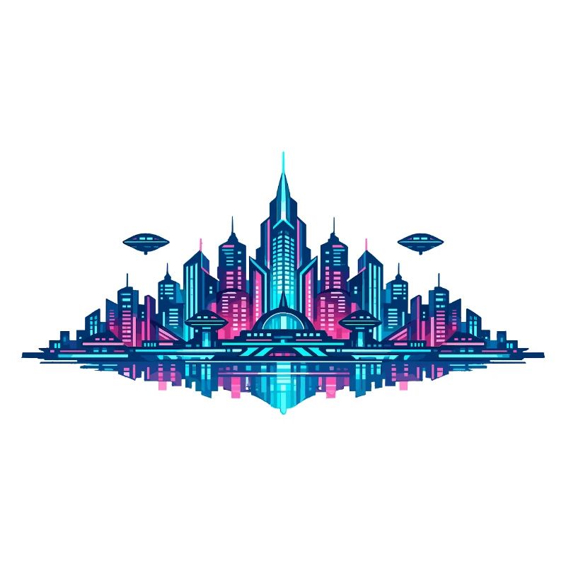 Neon City Reflection