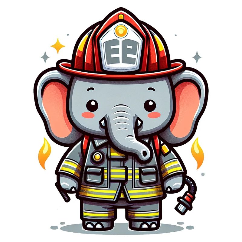 Pompier éléphant mignon