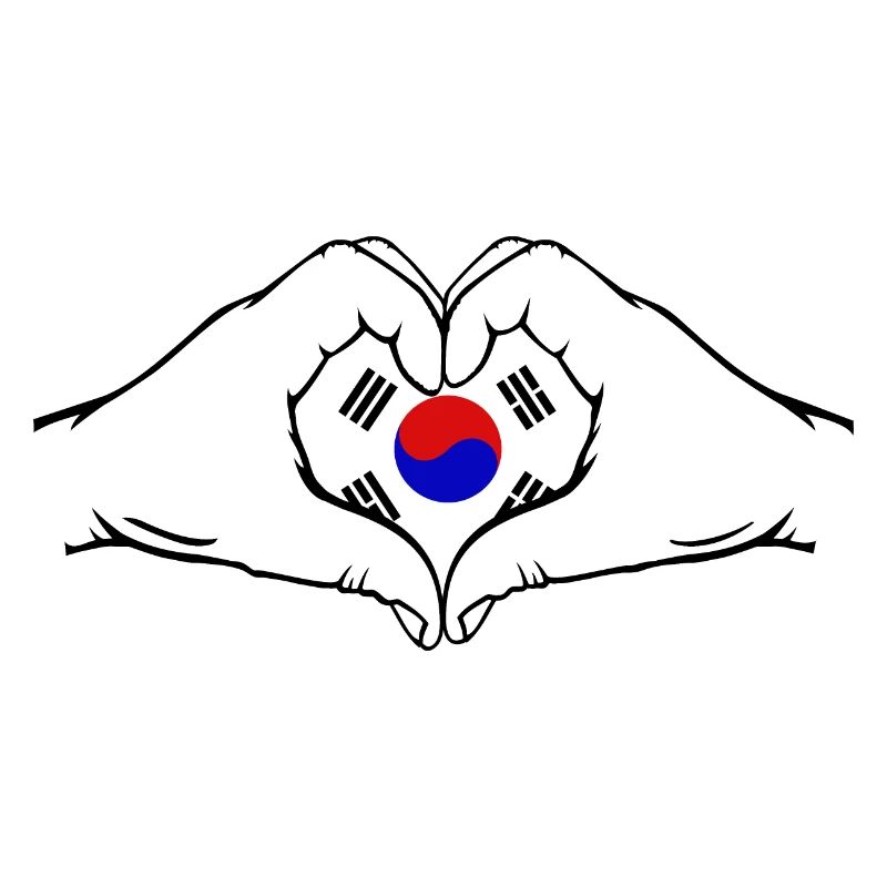 Zuid-Korea vlag, handen, hartvorm