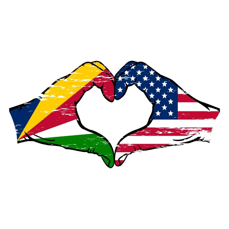 Seychelles USA drapeau mains forme de coeur utilisé