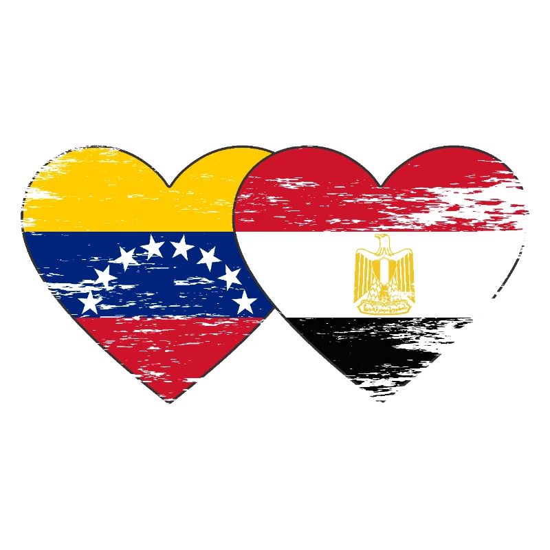Venezuela Égypte Drapeau Mains Coeur Forme Utilisé