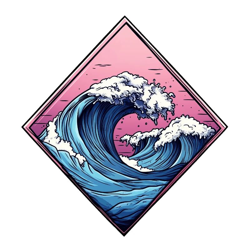 wave logo, diamond shape, ocean design