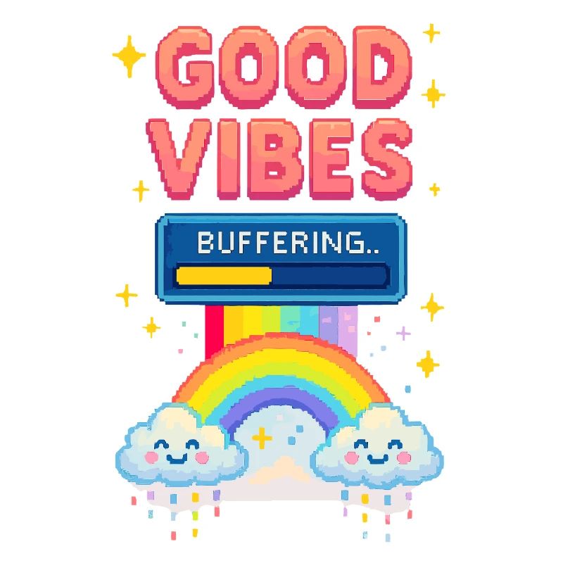 Vibes Pixel Art – Rainbow & Clouds