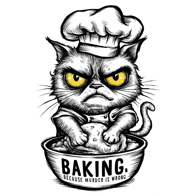 Baking Because Murder Is Wrong Sarcastic Cat