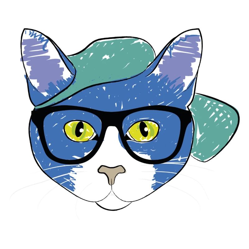 Blaue Katze mit Cap