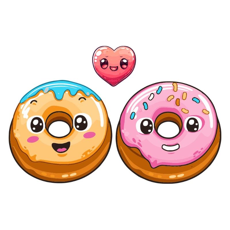 Donuts Paar Liebe Herz Comic