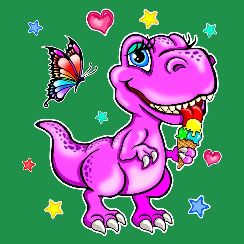Rosa Dinosaurier mit Eiscreme