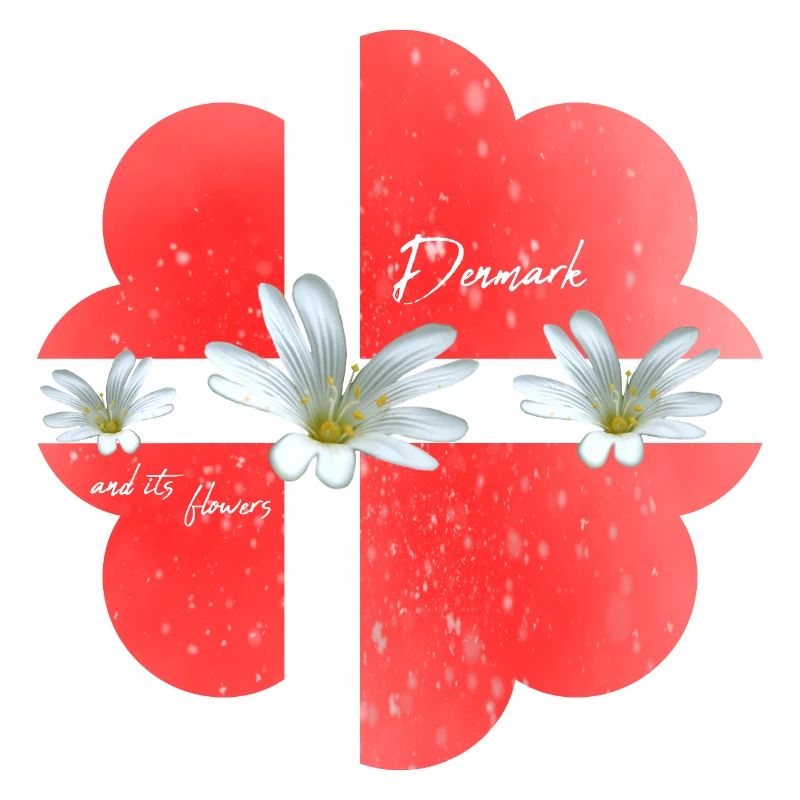 Danemark Drapeau avec des fleurs Danemark