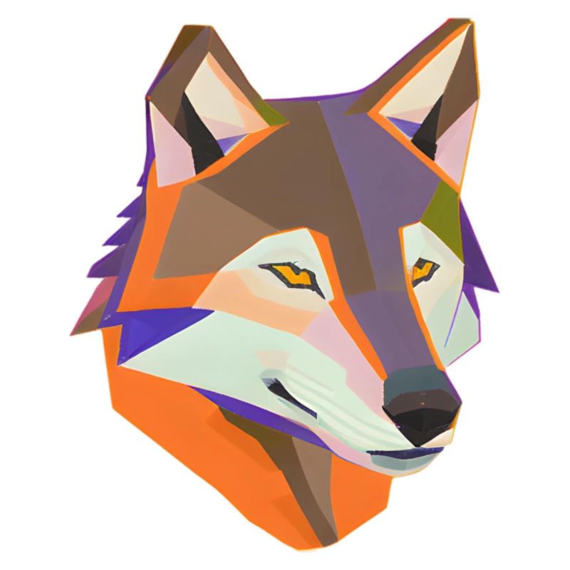 Low Poly Motiv Wolf - "Vibrant Wolf's Gaze"