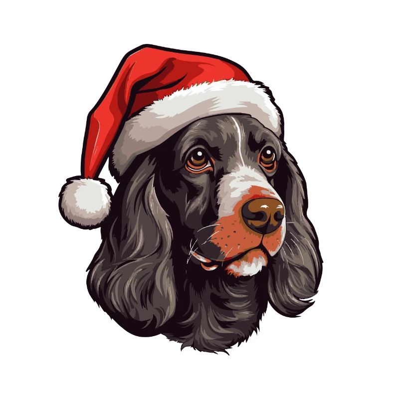 Cocker Spaniel tête de chien Portrait de Noël