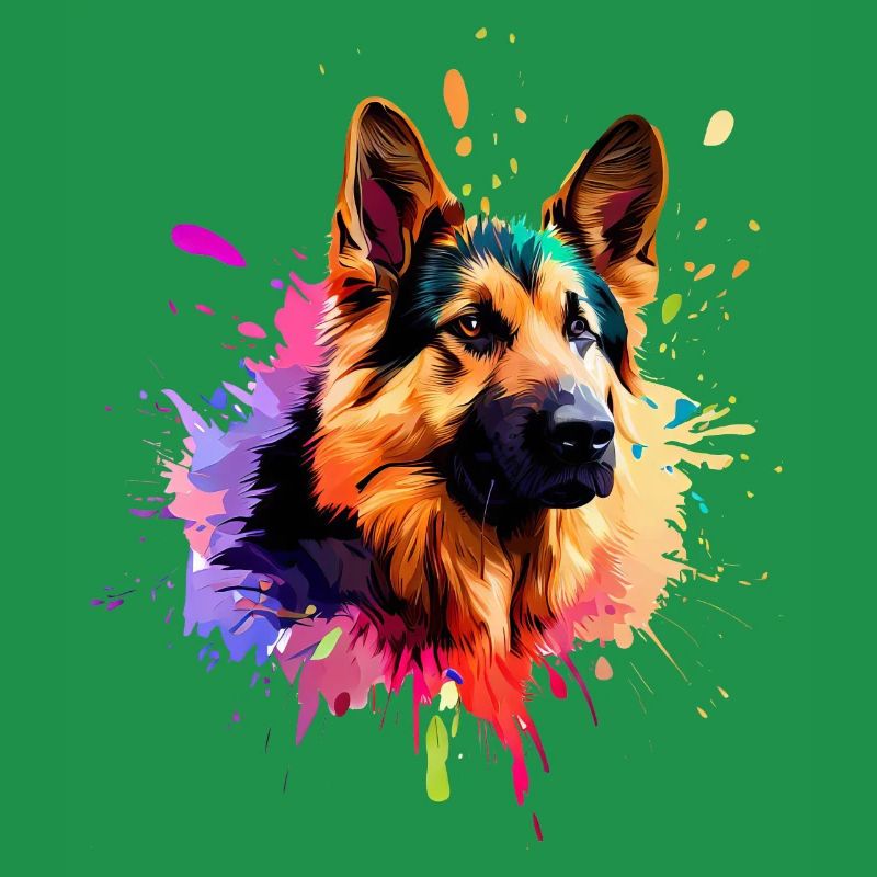 German Shepherd Paint Splash Art