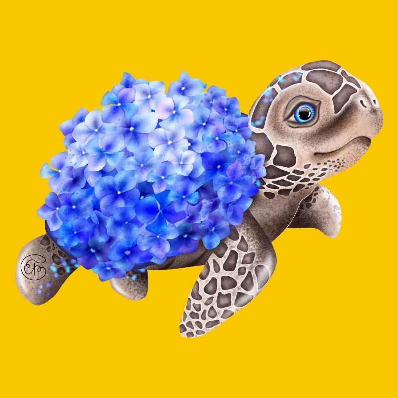 Turtle with Hydrangea